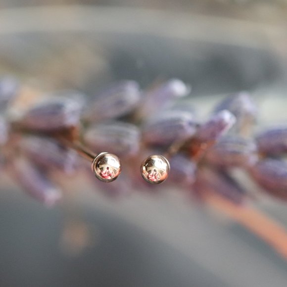 10K Solid Gold Tiny Ball Stud Earrings - "Ambitious Child" by Brightly&Lilian - Picture 3 of 6